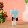 Number Shape Birthday Candle with Decorative Bow Tie Design for Cake Decoration Children Baking Party Supplies 0 To 9 Digit Candles