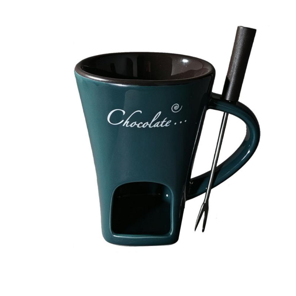 With Fork Tea Light Chocolate Melting Cup Ceramic Cheese Melting Pot Marshmallow