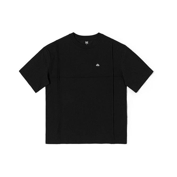 Lee Solid Color Crew Neck Pullover T-Shirt Men tops Black LMT0045084DR00FK11000