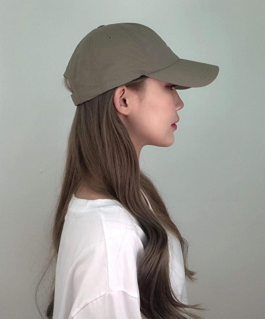 Tueseupis Nylon Signature Lettering Logo Ball Cap (Khaki Beige)