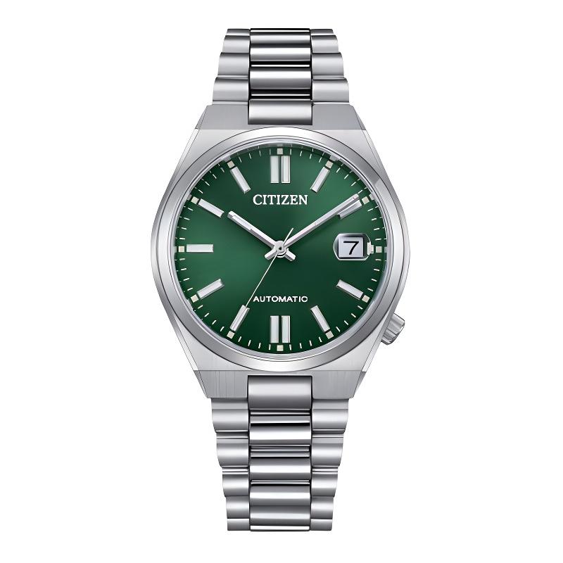 

CITIZEN mechanical watch series 50 meters waterproof fashion style Automatic Steel Strap 37mm men s watch green dial NJ0200-50X синій