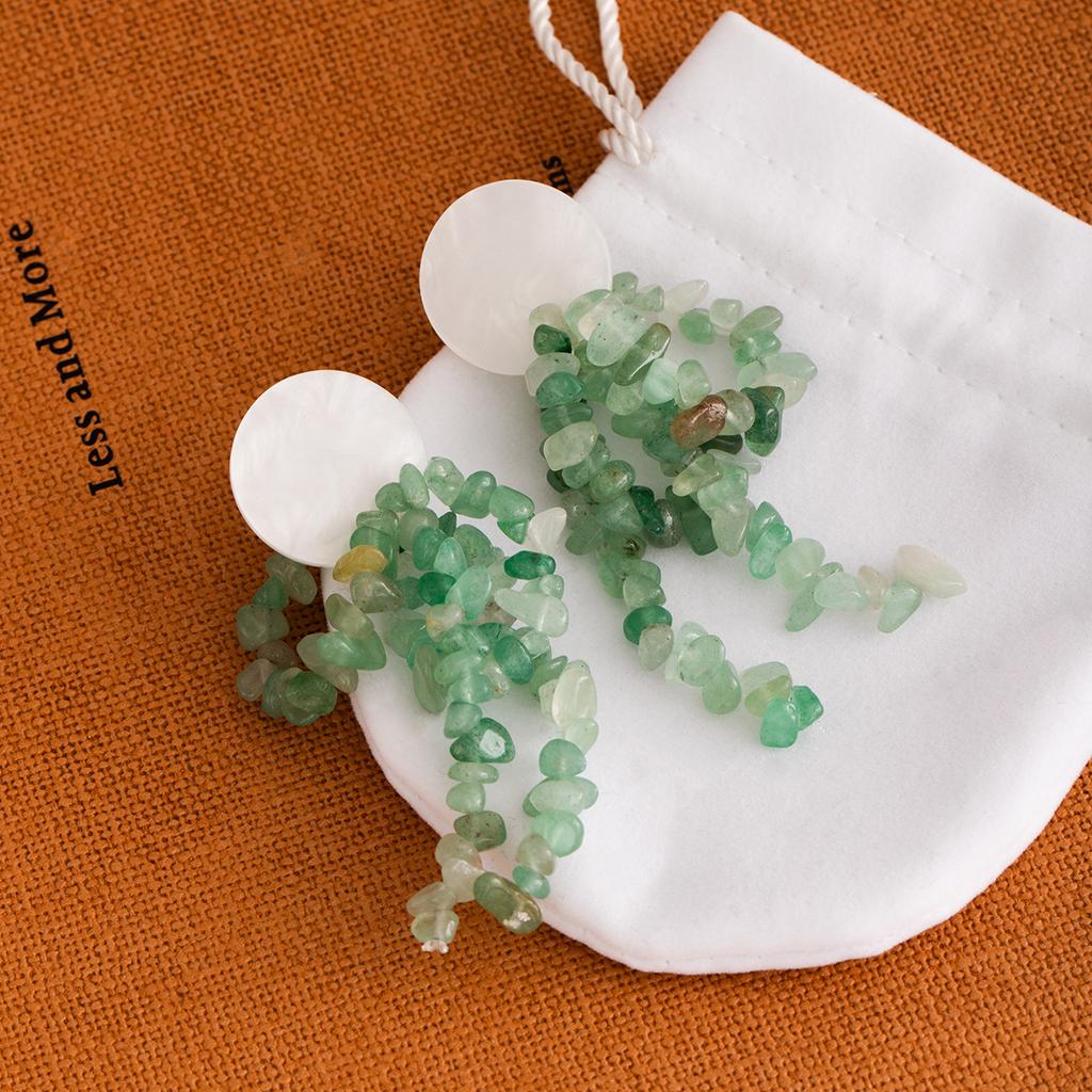 Green Super Fairy Small Fresh Beaded Fringed Earrings High Sense Niche Design Temperament Seaside Vacation Earrings