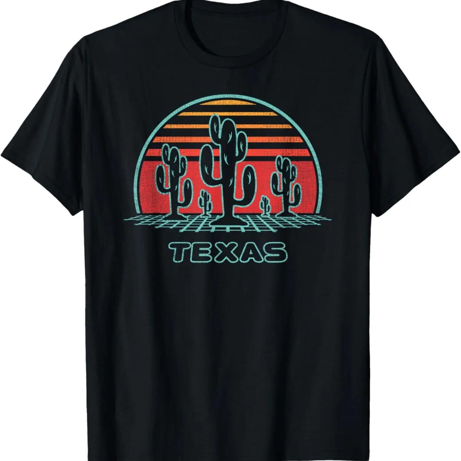 Texas Retro Desert Sunset 80s Style T-Shirt S