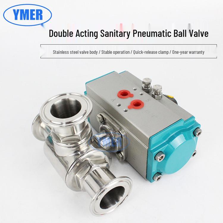 Sanitary 304 Stainless Steel Pneumatic Three-Way Ball Valve - T & L Type Quick Connect Diverter (Food Grade)