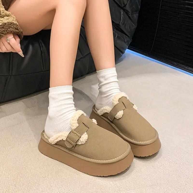 2024 New Style Ladies Plush Slipper Classic Winter Warm Indoor Cotton Slipper Comfortable Open Heel High Quality Casual Slippers