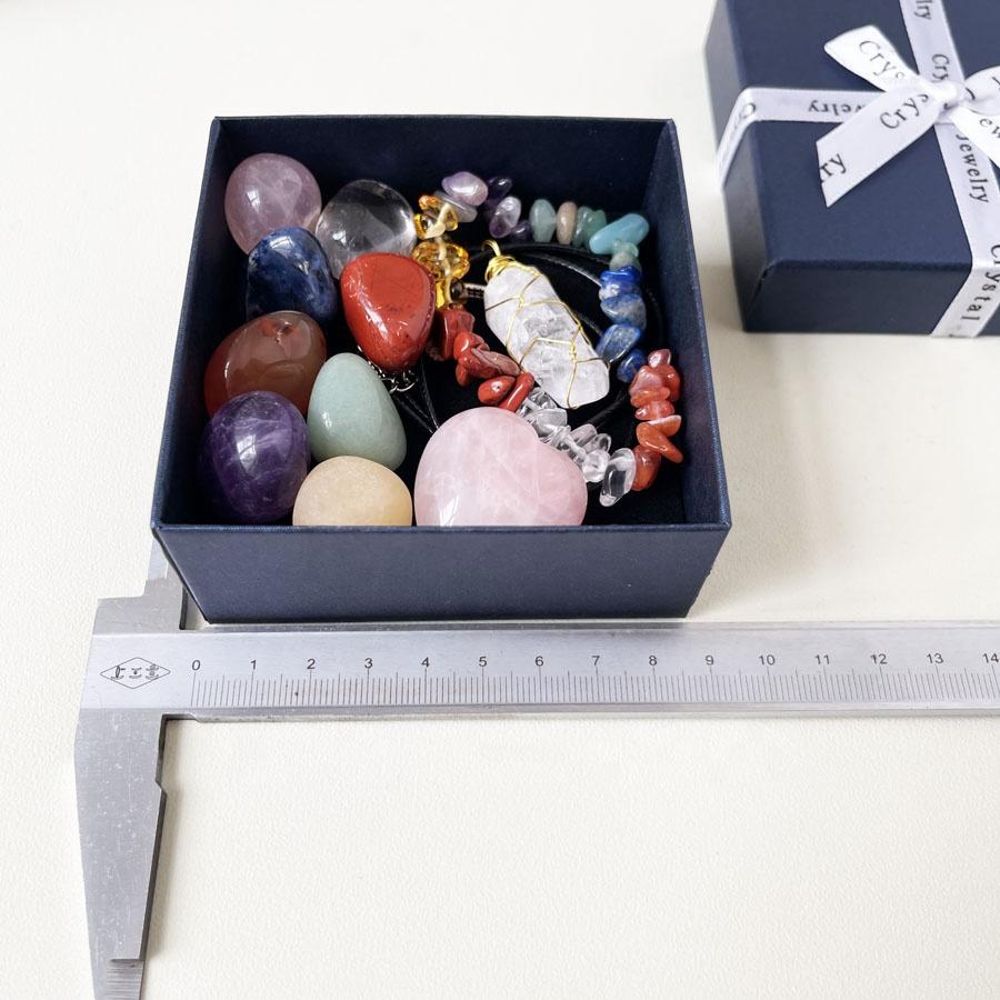 Assorted Natural Gemstone 7 Chakra Stone Bracelets Pendants Tumble Healing Stones Crystal Gift Box 7 Chakra Set