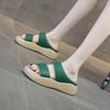 The Same Style, Round Head Thick Bottom Wide Edge Double Word with Thick Bottom Soft Elastic Stepping On Shit Feeling Leather Cool Slippers Female