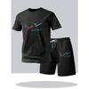 Ropa Deportiva de Verano Traje para Hombre Moda Conjunto de Dos Piezas Deportes Fitness Running Casual Secado Rápido Mangas Cortas Pantalones Cortos Conjunto para Hombre