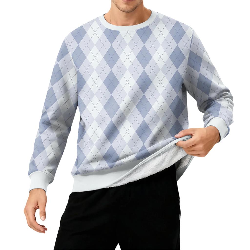 Herr Rundhals Fleecefodrad Tjock Enfärgad Sweatshirt