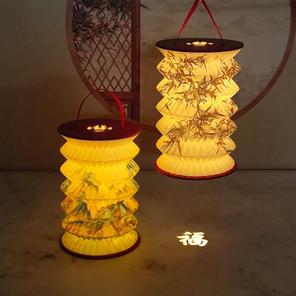 Hanging Chinese Paper Lantern Projected Handheld Lanterns Decorative Flower Lamp  Spring Festival