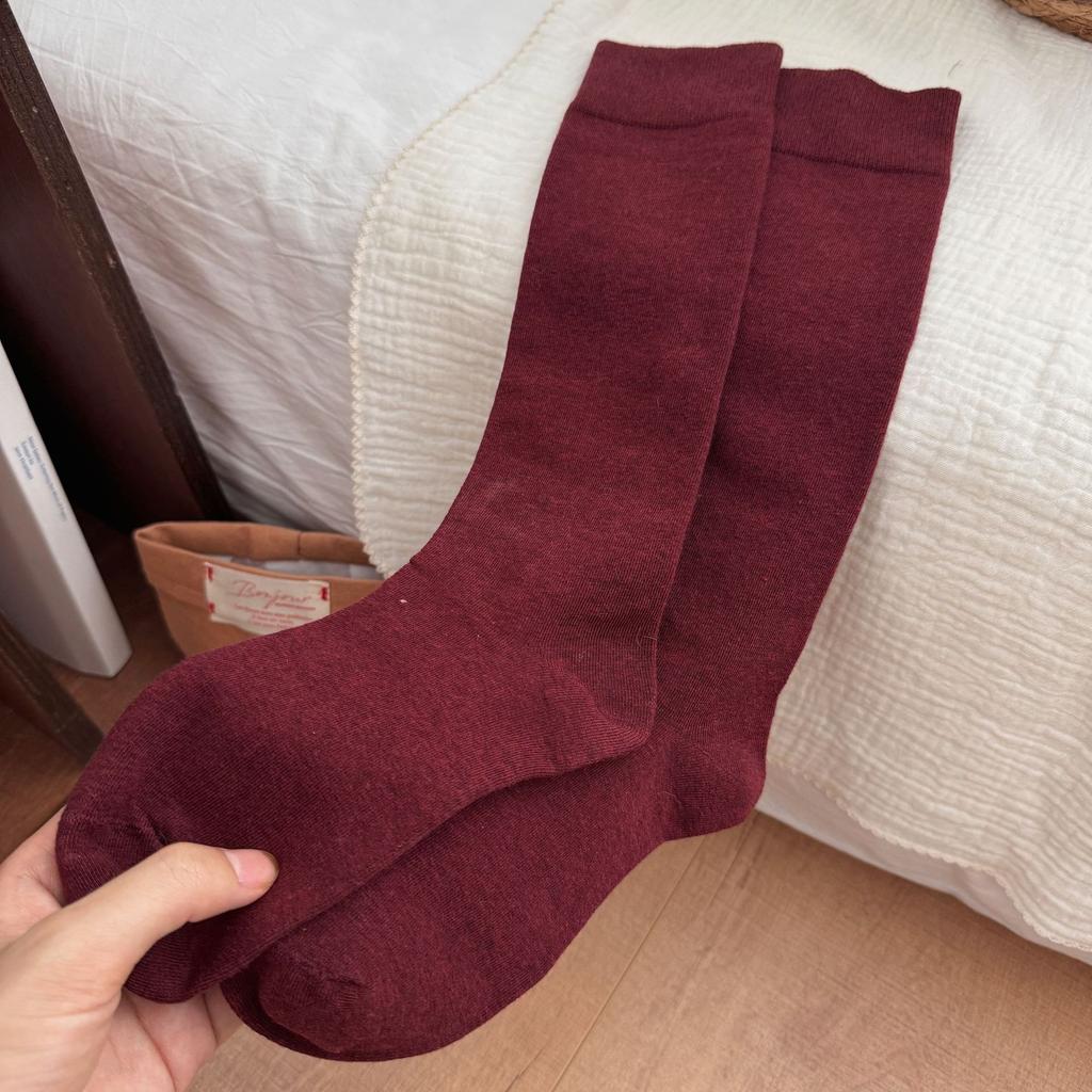 Aerobic Cotton Solid Color Boneless Calf Socks Retro Style Stockings Thin Socks