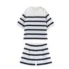 2025 Spring Women's Striped Short Sleeve Top and Casual Shorts - European & American Style