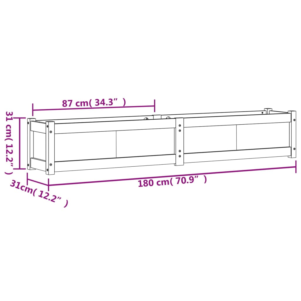 Planting Box 180x31x31 cm Solid Pine Wood
