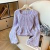 Soft Fluffy Korean-Style Hollow Out Loose Sweater for Women - Autumn/Winter Lazy Vibe