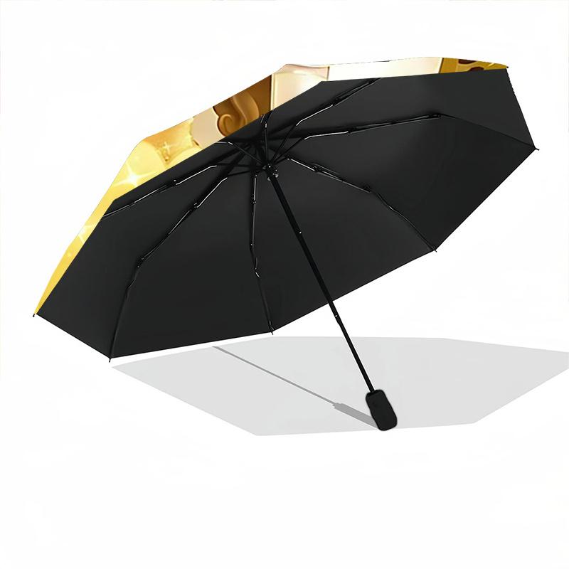 1pc Princess Belle Inspired Auto Open Close Umbrella - Portable 3-Fold Design with 8-Rib Iron Frame, Perfect for Outdoor Use, Festive Gifts,