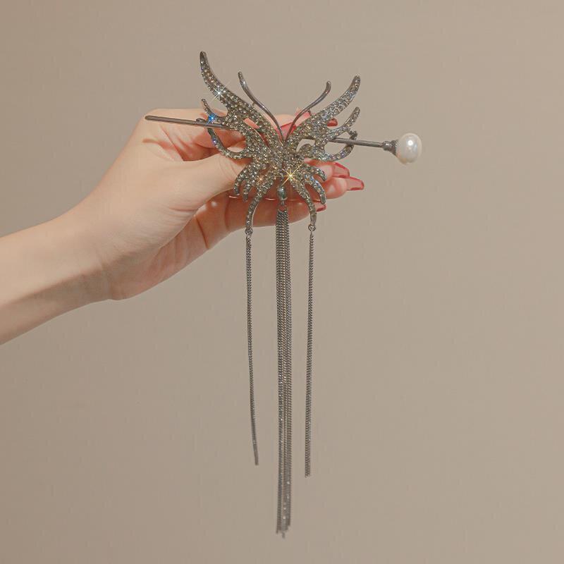 Vintage imitace perly Vlásenka s dlouhým třásněm Vlásenka do vlasů