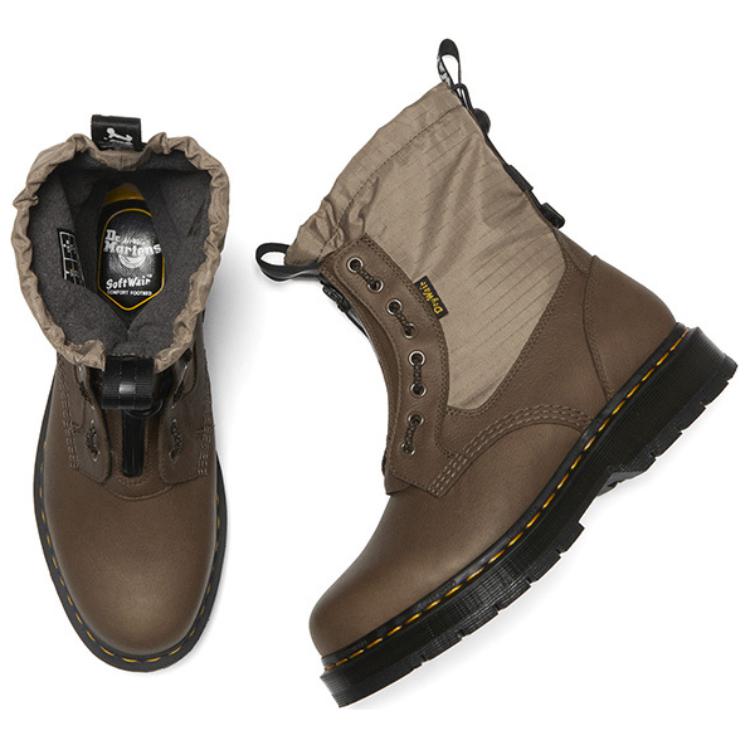 Dr. Martens 1460 Trinity Leder Arbeit Warm Reißverschluss Stiefel Unisex Stiefel Dunkelbraun 31848777