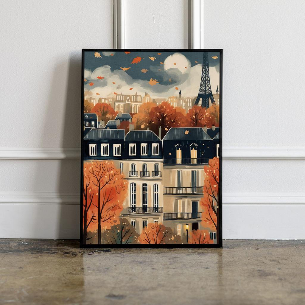 Plakat ilustracja Paryż jesień