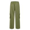 Women's Color Elastic Waist Cargo Pants with Pockets Casual Work Trousers