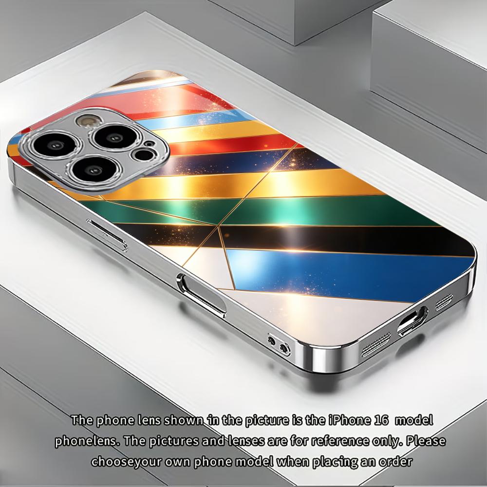 Colorful Geometric Stripe phone case for funda iphone for iphone 17 pro max cover glass for iPhone 17 16 15 14 13 12pm Pro Plus