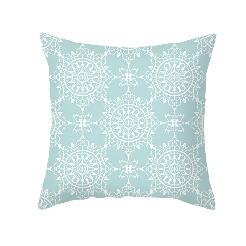 Blue Geometric Pillow Cover Nordic Simple Shopee Home Sofa Cushion Cover Peach Skin Printed Cushion