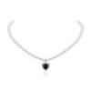 French Retro Imitation Pearl Chain Choker Trendy Black Acrylic Love Pendant Necklace Elegant Fashion Accessories Women's Jewelry