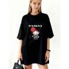 Oversized T Shirt Black Hello Kitty With Red Balloon And Are You Ready For It Text Graphic Print Casual Streetwear Fashion Top For Women