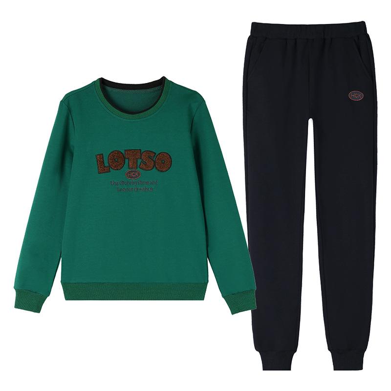 Khmer Embroidered Casual Sport Suit for Women - Spring/Autumn Age-Reducing Sweater & Sweatpants