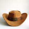 Heart Shaped Cowboy Hat Horse Head Leather Accessory Western Cowboy Hats Vintage Big-edge Gentleman Cowgirl Jazz Hat Holidays