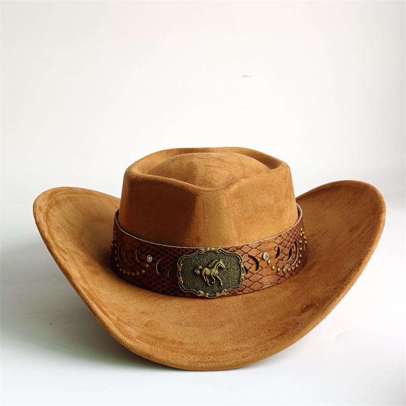 Heart Shaped Cowboy Hat Horse Head Leather Accessory Western Cowboy Hats Vintage Big-edge Gentleman Cowgirl Jazz Hat Holidays