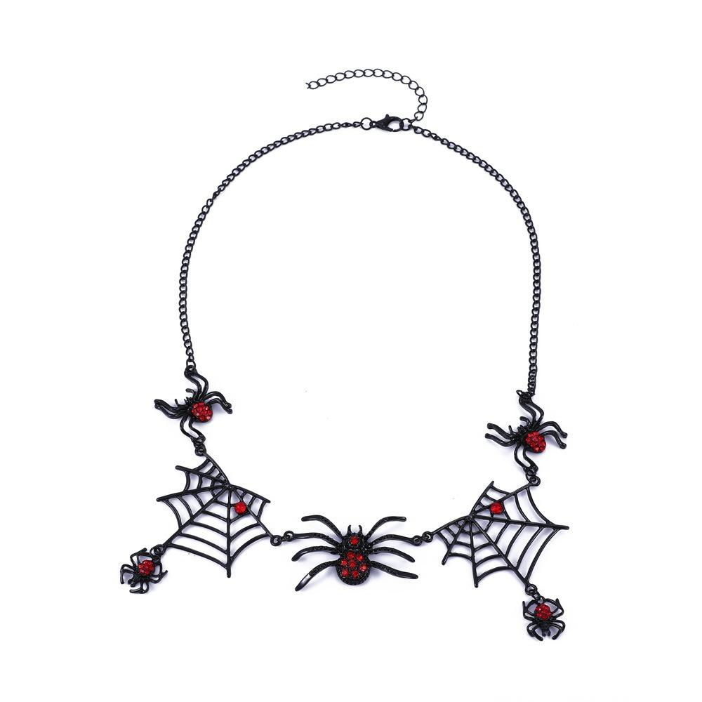 Gothic Halloween Black Spider Web Necklace Vintage Spider Clavicle Chain Punk Spider Choker Pub