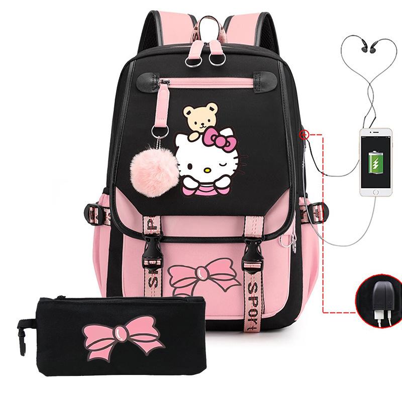 3-teiliges Schulrucksack-Set für Schüler Große Kapazität Oxford-Stoff Schultasche mit Schultergurt und Federmäppchen