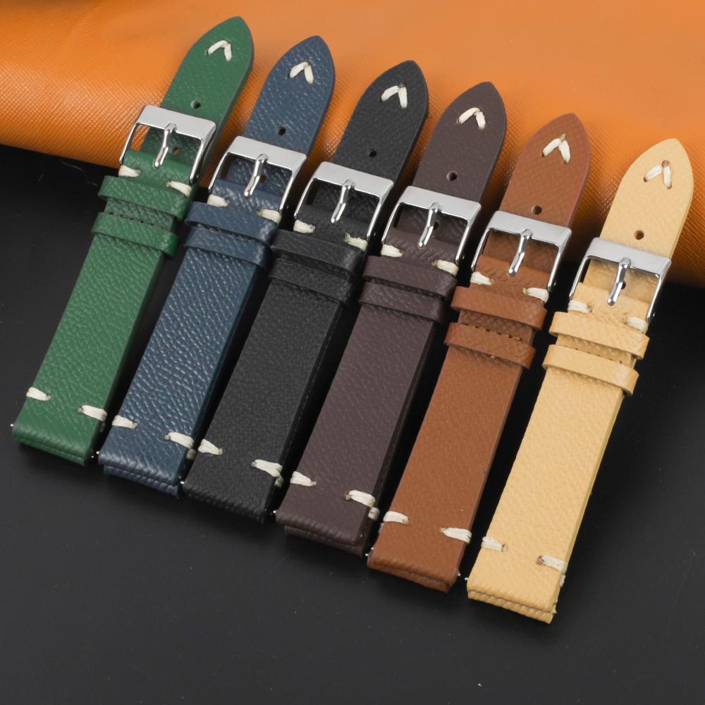 Handmade First Layer Leather Watchband 18mm 19mm 20mm 21mm 22mm Palm Pattern Bracelet Wristband Vintage Watch Straps