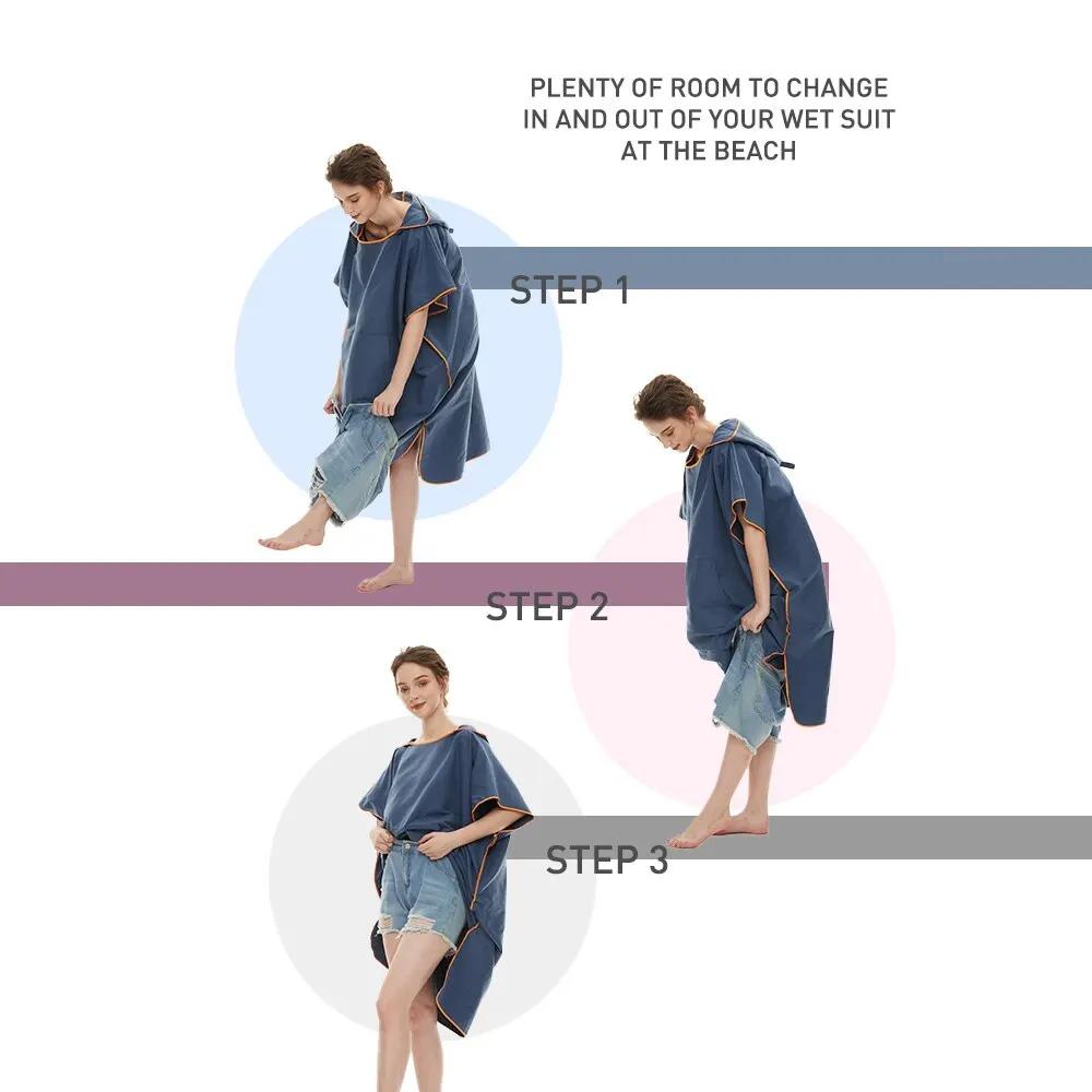 Microfiber Hooded Cloak Bath Towel, Quick-Drying, for Diving, Swimming, Beach, Surfing, Unisex Changing Robe For Adults