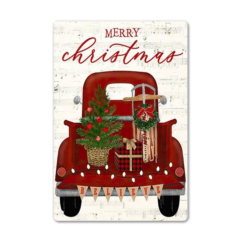 Merry Christmas Vintage Poster Metal Signs Candy Christmas Tree Car Retro Plate Tin Sign Truck Cafe Bar Pub Home Decor Gift