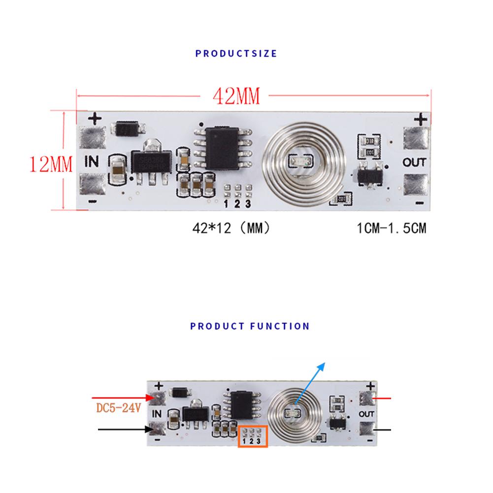 5V-24V 3A Module LED Capacitif Interrupteur Tactile Contrôle de Gradation Capteur de Lampe