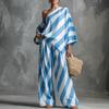 Trendy Lazy Vintage Striped Printed Top & Wide Leg Pants Set