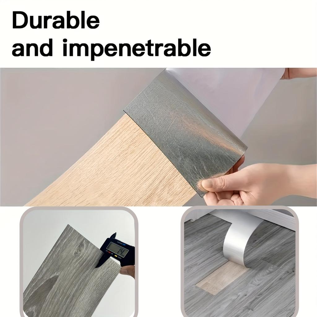 10Pcs 40x15cm PVC Floor Stickers Self-adhesive Waterproof Thickened Wood Grain Floor Foam Living Room