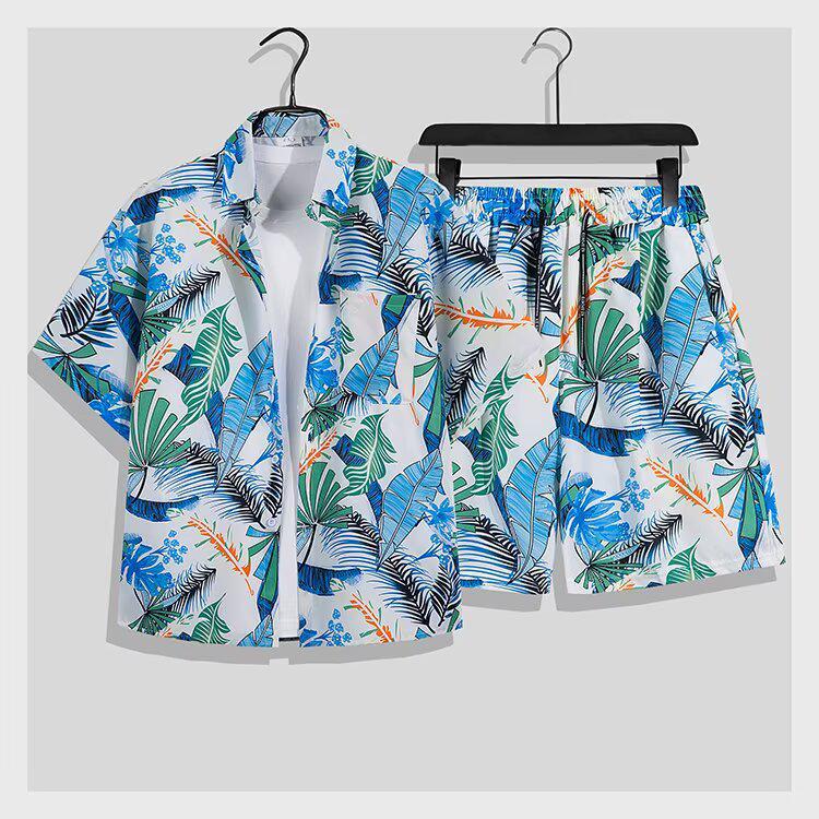 Men's Plus Size Summer Floral Shirt Set for Beach Vacation 2026