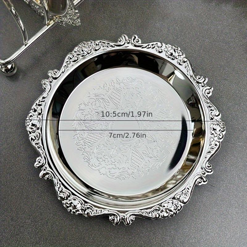

1pc retro light luxury style metal jewelry tray with carved design, suitable for jewelry storage and organization