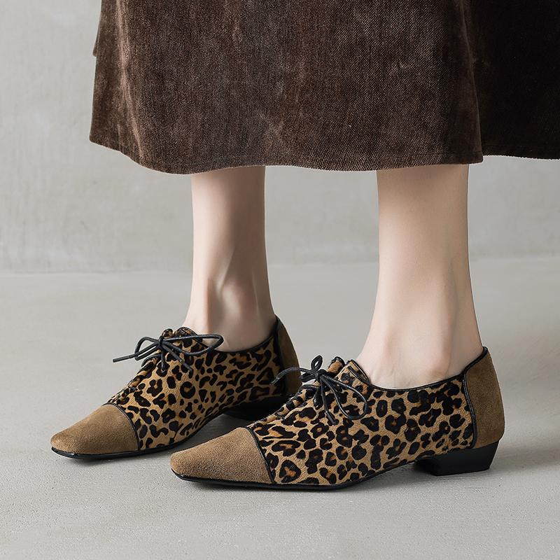 Fashion 2025 New Spring Women Loafers Square Toe Chunky Heel Shoes Genuine Leather Shoes for Women Slip-on Women Pumps Horsehair Shoes