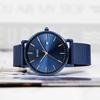 BUREI Men's Minimalist Waterproof Analog Wristwatch Milanese Mesh Band Stylish Date Blue