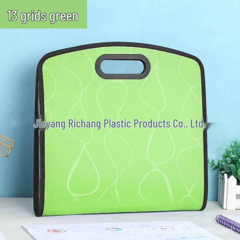 A4 Herringbone Pattern 13-Layer Multifunctional Document Bag зелёный