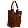 Cognac Brown Suede Bag with Lining and Zipper