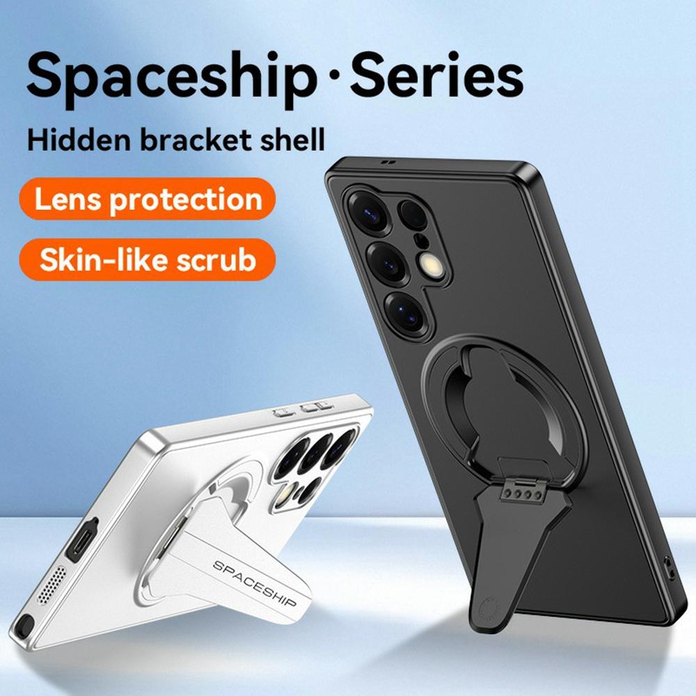 For Samsung Galaxy S25 Ultra Case Compatible with MagSafe Hidden Kickstand Skin-Feel Matte PC TPU Phone Back Cover