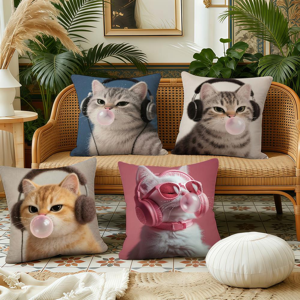 Esports Bubble cat cute cushion cover Pillow Case Plush Fabric Soft Double Sided Print Sofa Cushion Cover Throw Pillow Covers