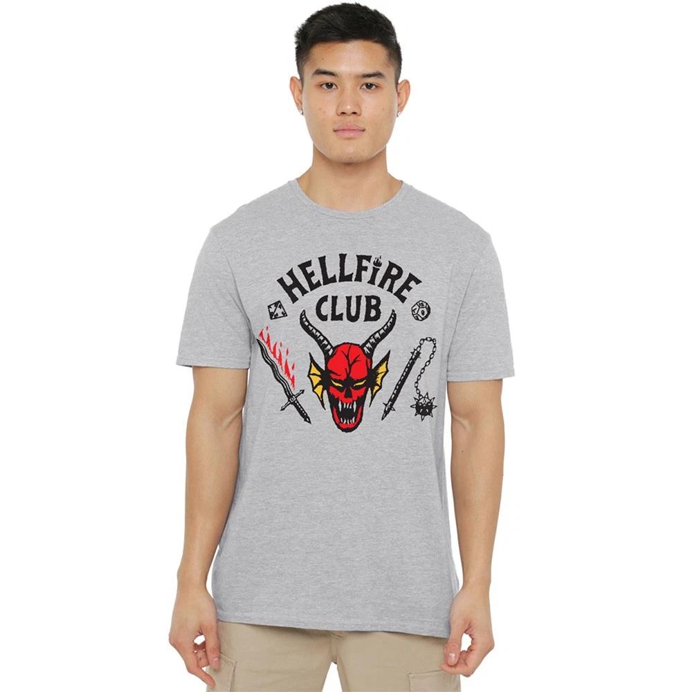 

Stranger Things Hellfire Club Unisex 100% Cotton T-shirt Mens Tees Top S-5XL, Athletic Heather XL