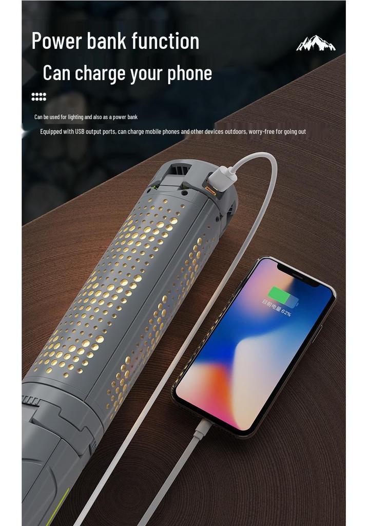 Multi-functional Foldable Camping Flashlight with 720° Stepless Steering and 3-LED All-Terrain Design