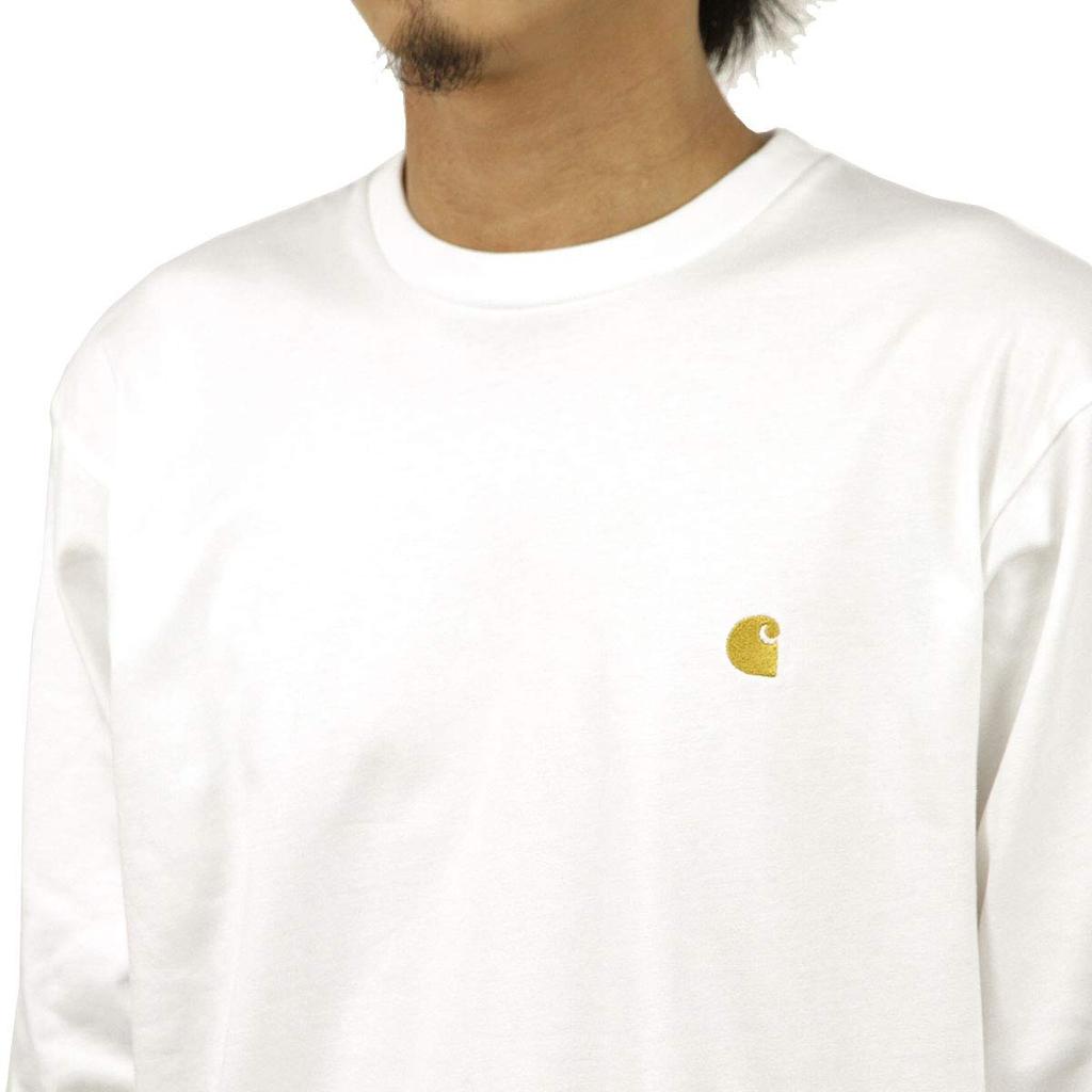 Carhartt WIP Logo Long Sleeve Size M Men's T-Shirt, White/Gold, (I026392 00RXX), Code 414258b001-3.