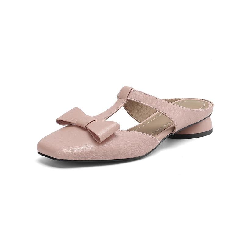 Fashion New Spring Summer Butterfly-Knot Patent Leather Pointed Toe Women Slippers Fashion Thin High Heels Mules Shoes Elegant Pumps